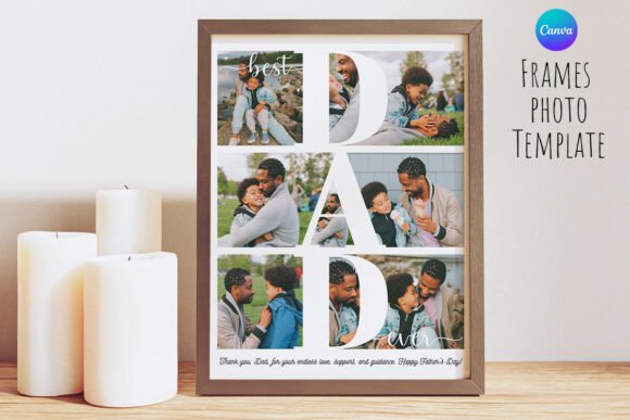 Download Best Dad Ever Photo Frame Canva Template - Dad Collection