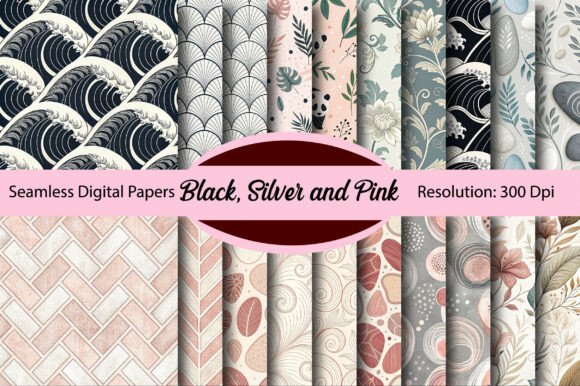 Download Black, Silver and Pink Digital Paper - Pink digital paper Collection