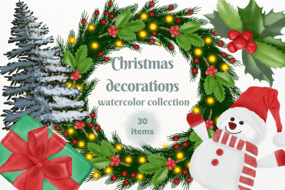 Download Christmas Decorations Watercolor - Decoration Collection