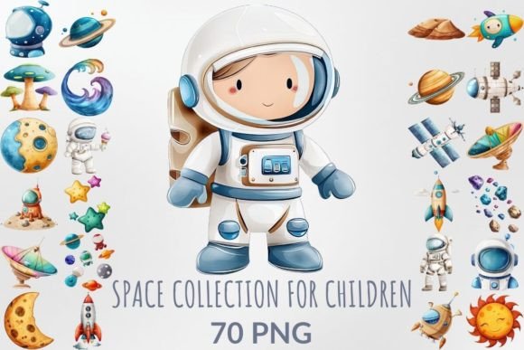 Download Watercolor Space Collection for Children - Collection Collection