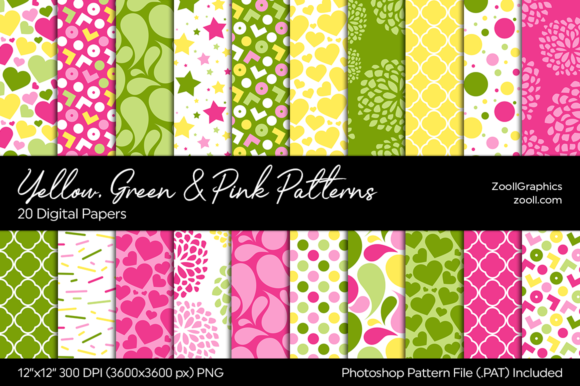 Download Yellow, Green and Pink Digital Papers - Pink digital paper Collection