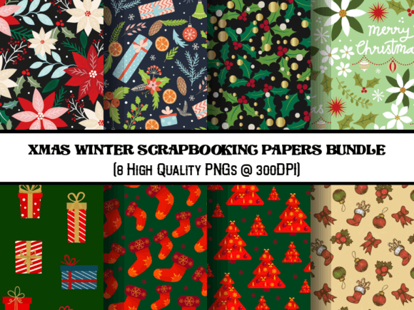 Download Xmas Winter Scrapbooking Papers Bundle - Scrapbooking papers Collection